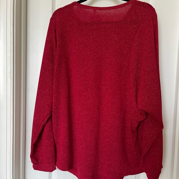 Christmas Holiday party Hesed shimmering ruby, long sleeve, dressy, top - Picture 7 of 11